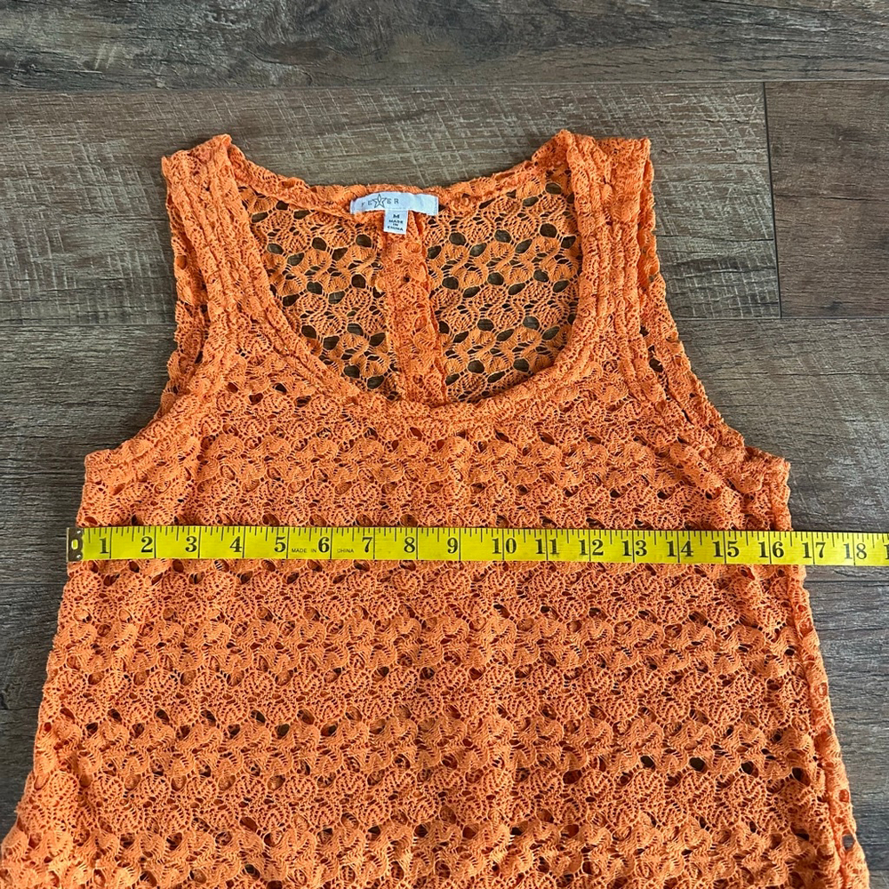 Women's Fever Orange Crochet Knit Tank Top M - Picture 6 of 10